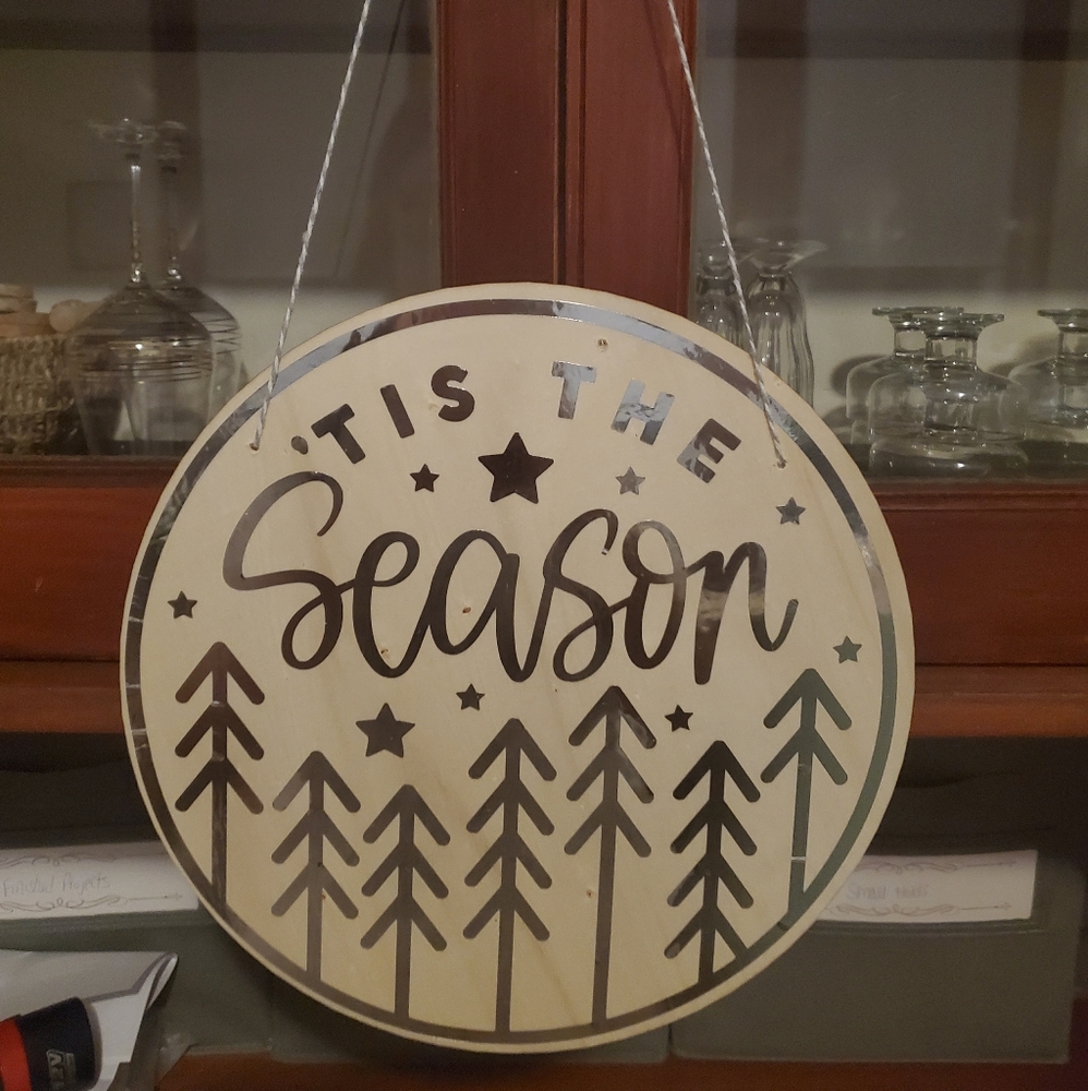 Handmade 12 inch round metallic sign